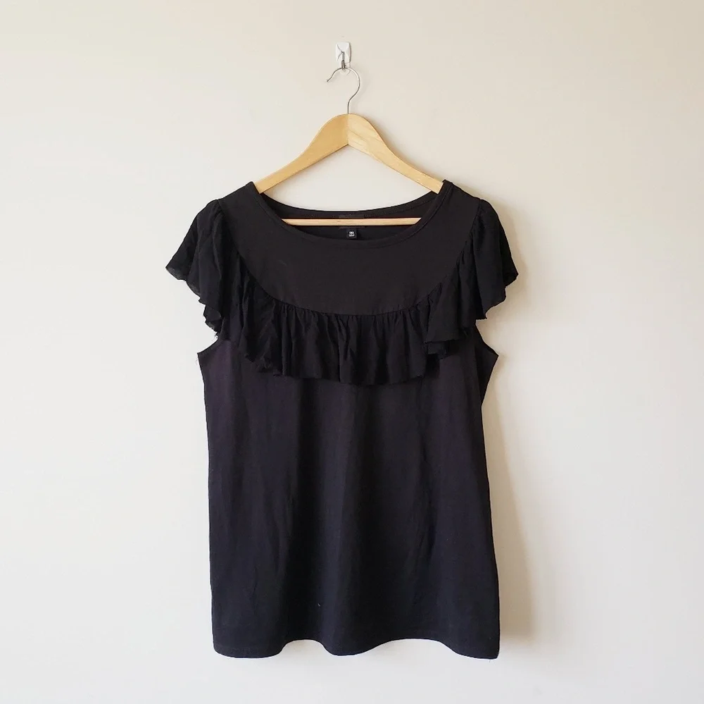 Torrid Black Ruffle Tee Plus Size 00 - Picture 3 of 8